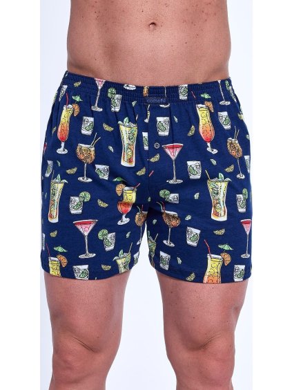Tmavě modré pánské vzorované trenýrky Cornette Classic Plus (Velikost 3XL, Barva tmavě modrá)
