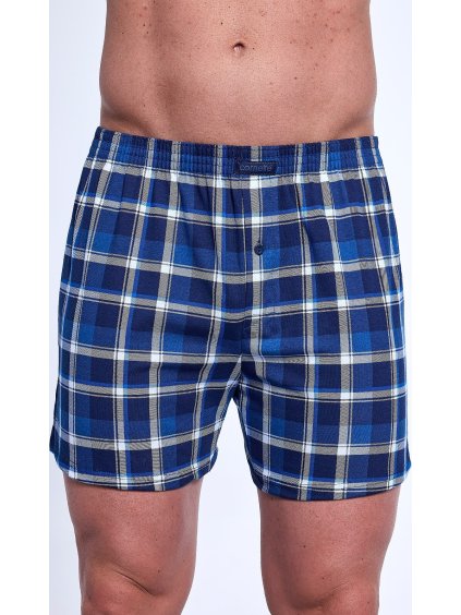 Tmavě modré pánské kárované trenýrky Cornette Comfort Plus (Velikost 3XL, Barva tmavě modrá)