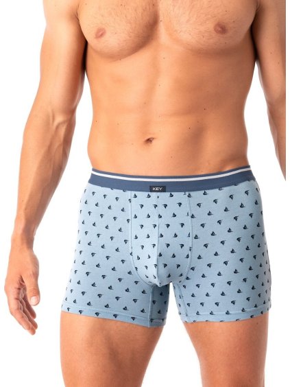 Pánské vzorované boxerky Key (Velikost M, Barva tmavě modrá)