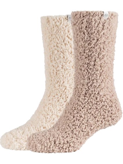 Béžovo-smetanové dámské teplé ponožky Skechers 2PPK Wm Cozy Fuzzy Socks (Velikost 35/38)