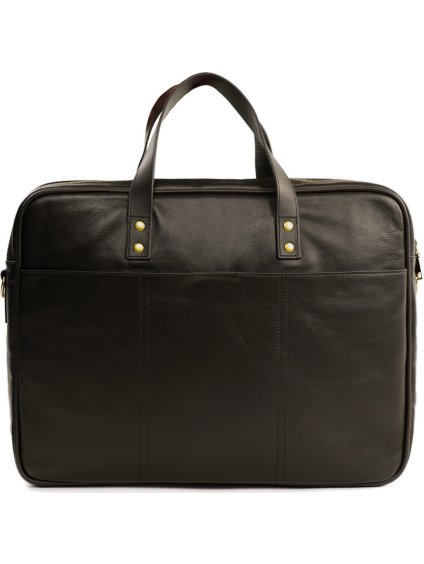 SOLIER tmavě hnědá pánská kožená business taška