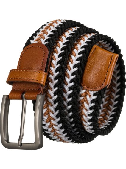 Peterson Pánský béžovo-černo-bílý plátěný opasek bez dírek