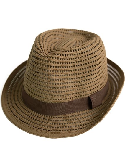Letní dámský prolamovaný klobouk s jemnou stuhou Art Of Polo (Velikost 55-57 cm, Barva hnědá)