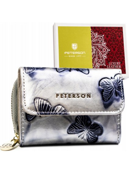 Peterson Stříbrná malá peněženka s květinovým potiskem Y573