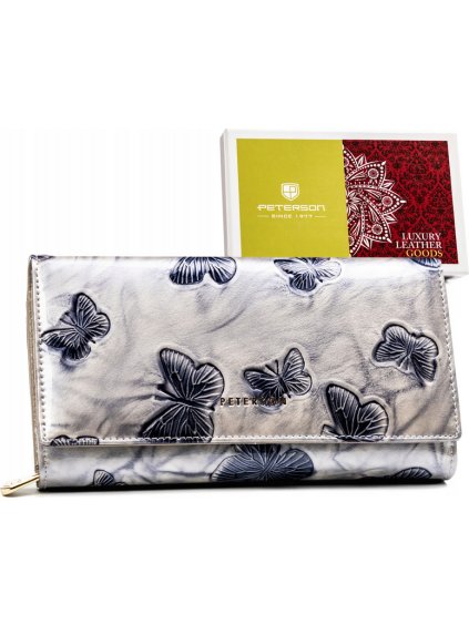 Peterson stříbrná lakovaná peněženka s motýly Y570
