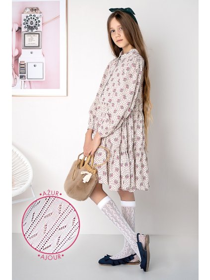 Dívčí podkolenky Knittex DR 2306 Mabel (Velikost ONE SIZE, Barva bílá)