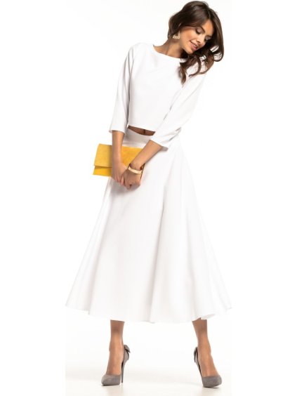 Bílá elegantní dámská krátká halenka s 3/4 rukávem
