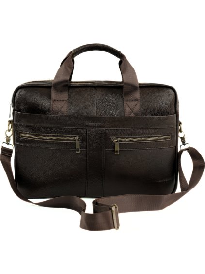 Velká tmavě hnědá pánská kožená taška MILO na notebook a dokumenty