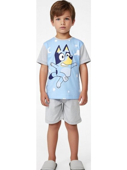 Modro-šedé dětské krátké pyžamo Bluey