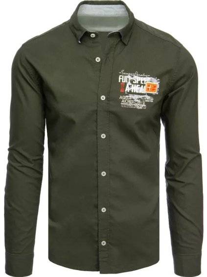 (Vel. 2XL) Khaki košile s potiskem