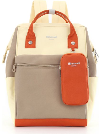 Himawari Béžově-žlutě-oranžový dámský batoh s praktickým pouzdrem