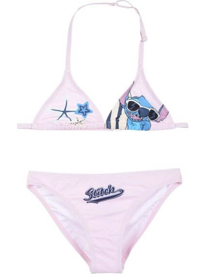 Světle růžové dívčí dvoudílné plavky Disney Stitch