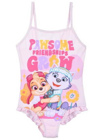 Světle růžové dívčí plavky Paw Patrol - Skye a Everest