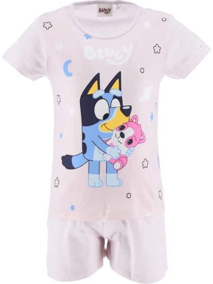 Světle růžové dětské krátké pyžamo Bluey