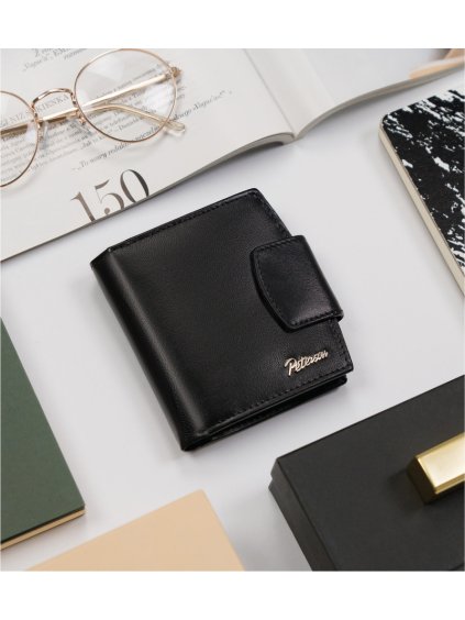 Peterson Černá střední kožená peněženka Y802