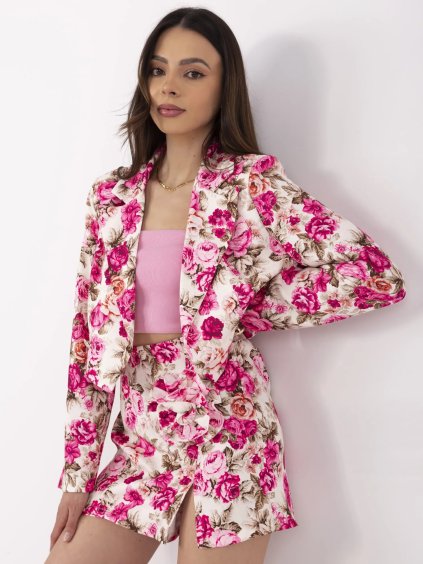 Smetanovo-růžový dámský květovaný set