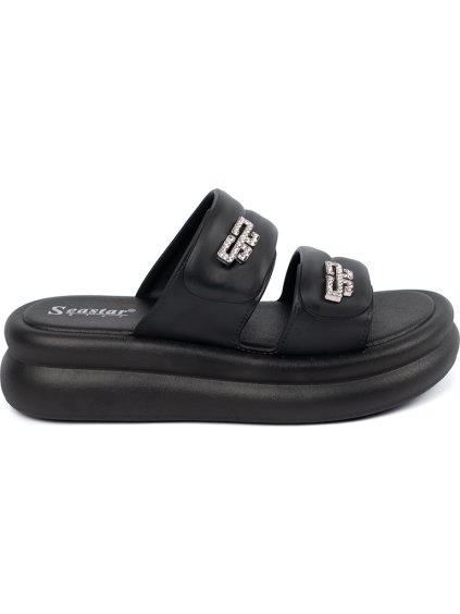 Černé dámské nazouváky na platformě