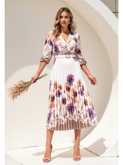 Saténové dámské květované šaty