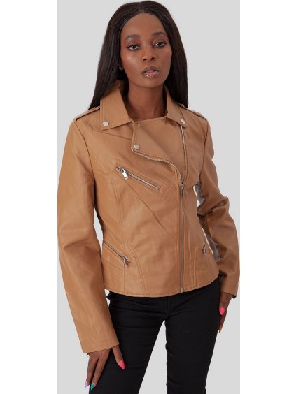 Camel dámská koženková bunda se zipy