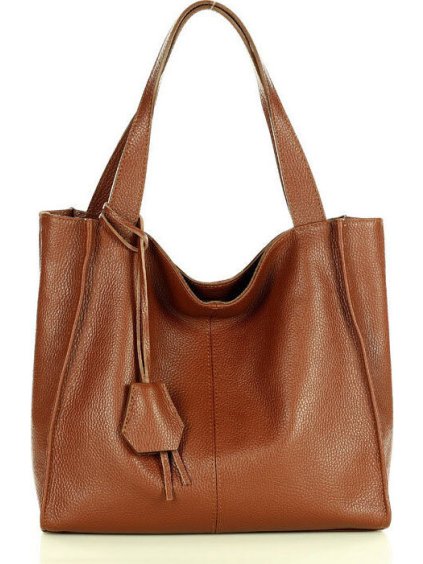 MARCO MAZZINI Hnědá dámská kožená shopper kabelka