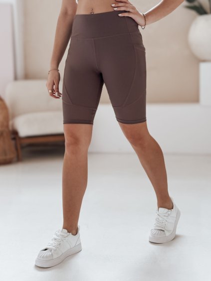 Tmavě hnědé dámské biker shorts s vysokým pasem BIKELINE