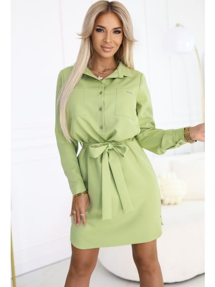 Olivově zelené košilové šaty CAMILLE