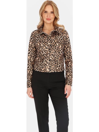Krátká dámská přechodová bunda s leopardím vzorem