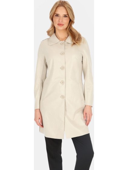 Světle šedý dámský lehký přechodový kabát