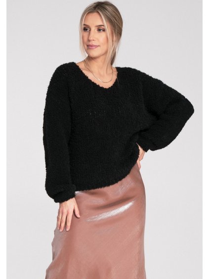 Dámský černý svetr s dlouhými rukávy