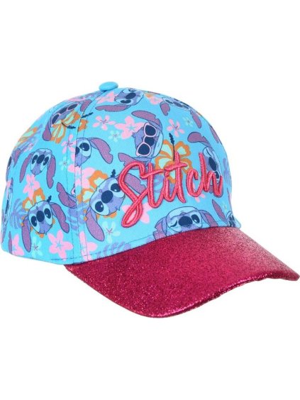 Tyrkysovo-růžová dětská kšiltovka Stitch