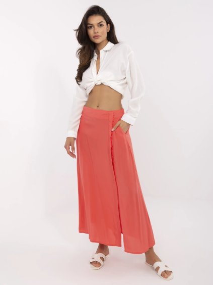 Korálová dámská viskózová midi sukně
