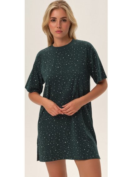Tmavě zelená bavlněná noční košile Henderson Ladies Febe (Velikost XL)