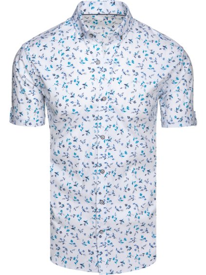 Bílá pánská vzorovaná košile s krátkým rukávem