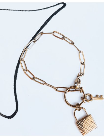 Zlatý náramek LOCK KEY