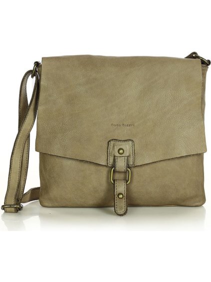MARCO MAZZINI Kožená crossbody kabelka - béžová