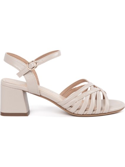 Dámské béžové sandály Sergio Leone na podpatku, podpatek 5,5 cm