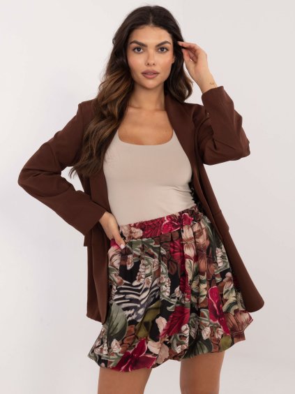 Černá dámská mini sukně s barevným potiskem