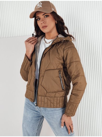 (Vel. S) Hnědo-béžová oboustranná prošívaná bunda FALES