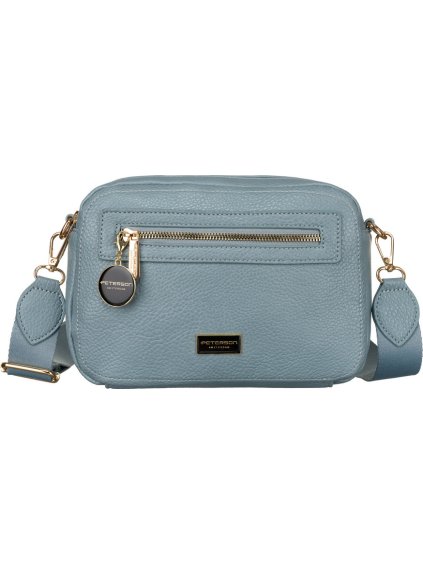 PETERSON Modrá dámská crossbody kabelka se zlatým kováním a klíčenkou