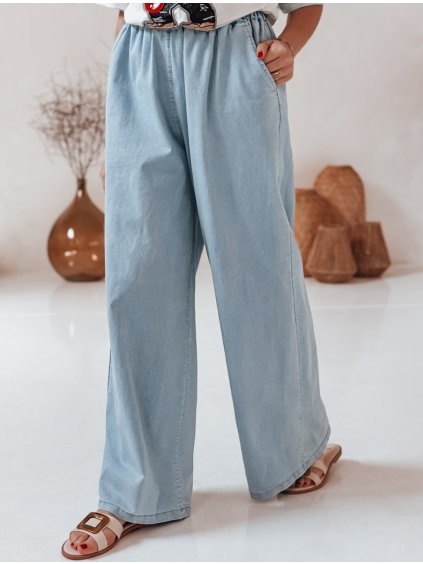 Světle modré dámské džínové kalhoty DENIMJOY s elastickým pasem (Velikost ONE SIZE)
