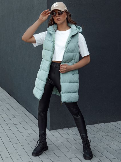 (Vel. 2XL) Mintová dámská péřová prošívaná vesta BRITA