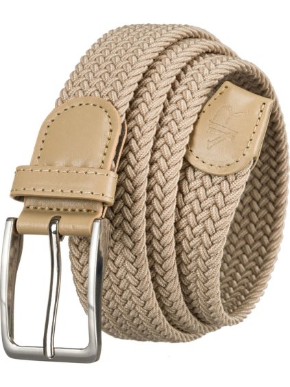 Rovicky Béžový pletený opasek se stříbrnou sponou