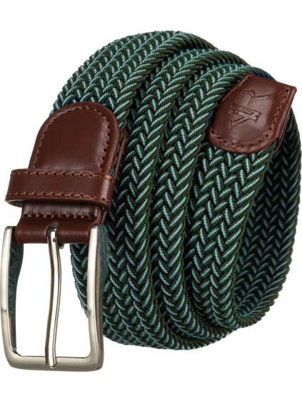 Rovicky Tmavě zelený pletený opasek se stříbrnou sponou