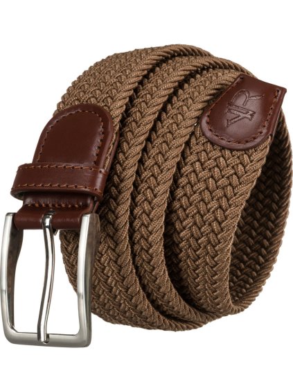 Rovicky Tmavě béžový pletený opasek se stříbrnou sponou