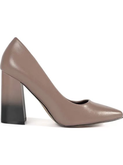 Béžové dámské lodičky na vysokém sloupku, podpatek 9 cm