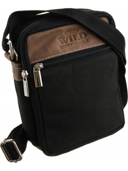 Always Wild Černá pánská kožená taška přes rameno
