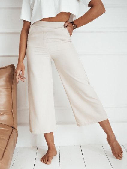 Smetanové lehké zvonové kalhoty PERTH