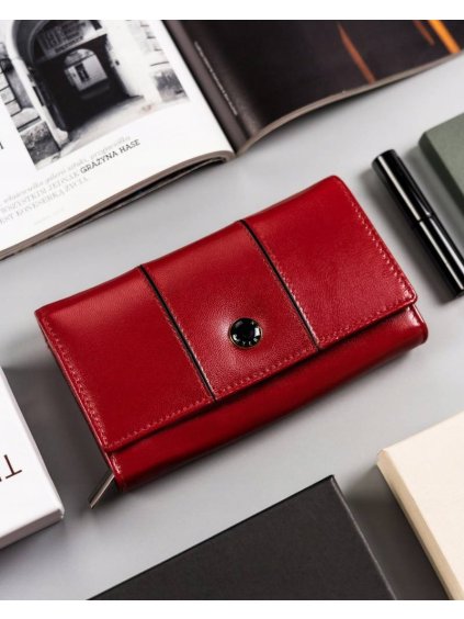 Peterson Tmavě červená kožená dámská peněženka Y310