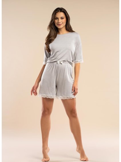 Belle Reverie Dámské krátké viskózové pyžamo s krajkou The Promise