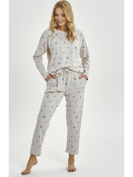 Taro Světle šedé dámské pyžamo Adele s potiskem